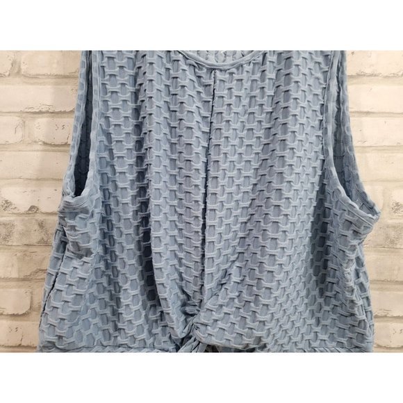 Iris Women 3X Blue Cinched Workout Crop Top Blouse Sleeveless Tank 19.5" Length - Picture 5 of 9